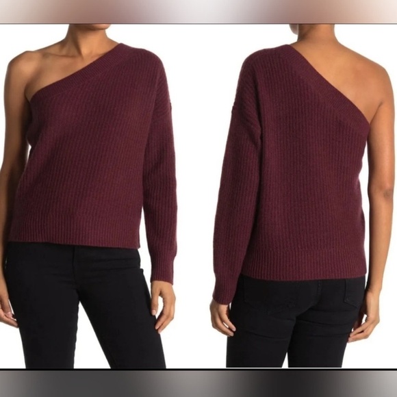 360 Cashmere Lena Olive Off-The-Shoulder Sweater Sizes: XSMALL , Small - Picture 10 of 14